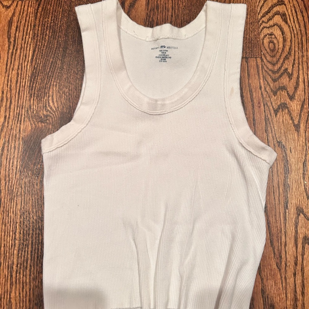 White Ribbed Tank Top